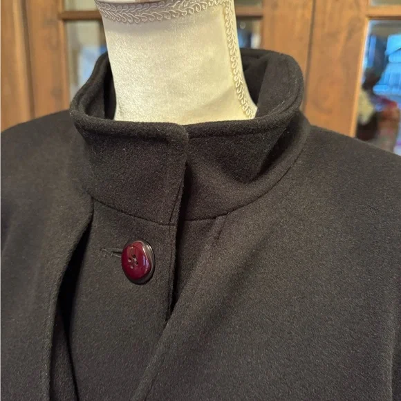 Electre Paris Vintage Black Pure Wool Long Maxi Coat See Measurements - Picture 7 of 16